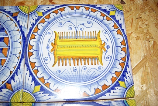 Riproduzione del Pavimento maiolicato nel formato quadrato della Cappella Landi a Venezia dipinto artigianalmente a mano.