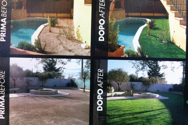 prima e dopo la posa del materiale