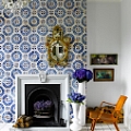 parete camino rivestita con un unico tipo di maiolica - USA